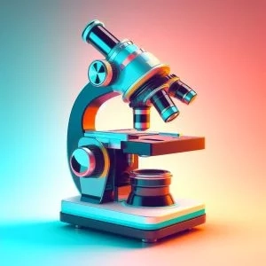 Immagine del microscopio pop arancione e blu