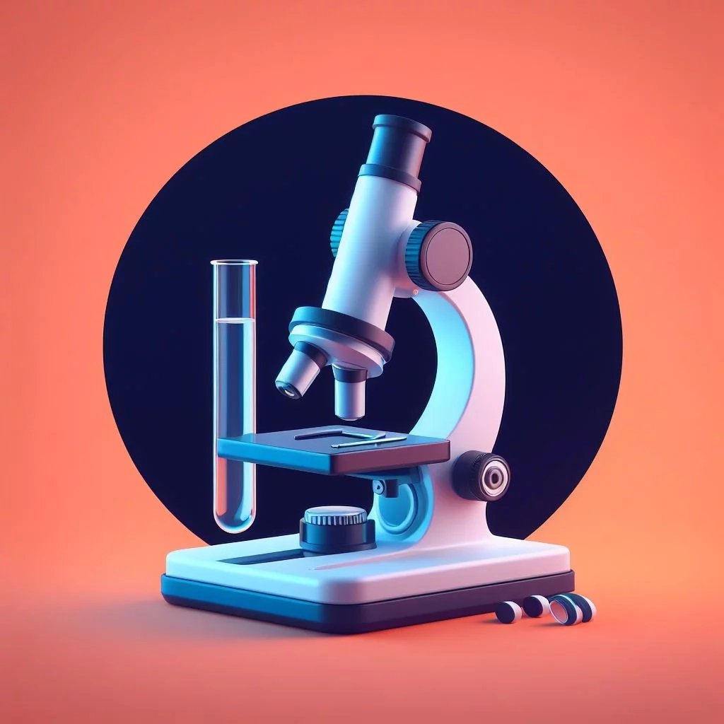 microscope-pop-kreis-schwarz-fond-orange-lachs