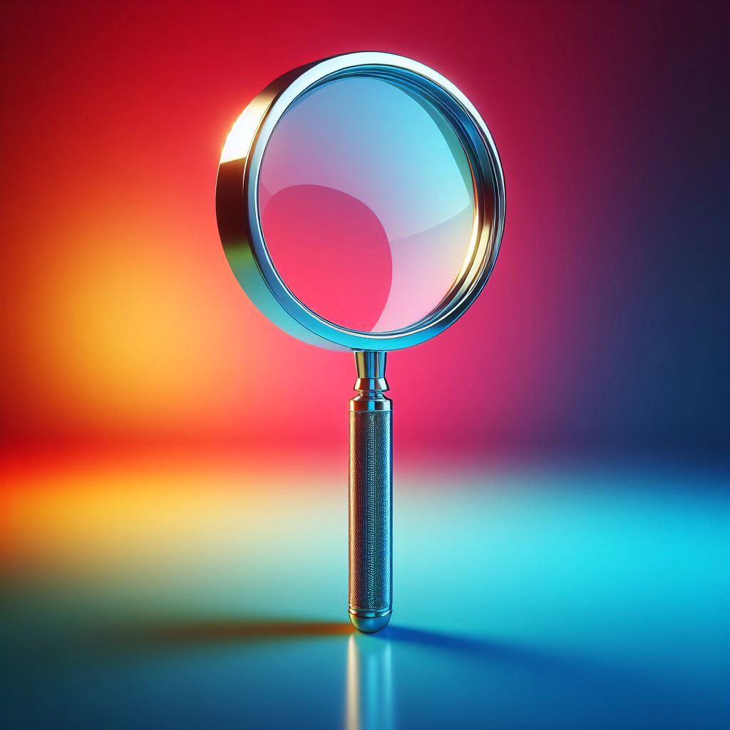 Blue orange red and yellow gradient magnifier
