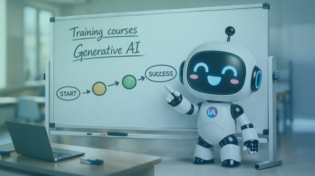 Effi présente la formation IA sur un tableau blanc